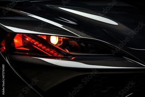 Detail On Led Headlights Of Supercar