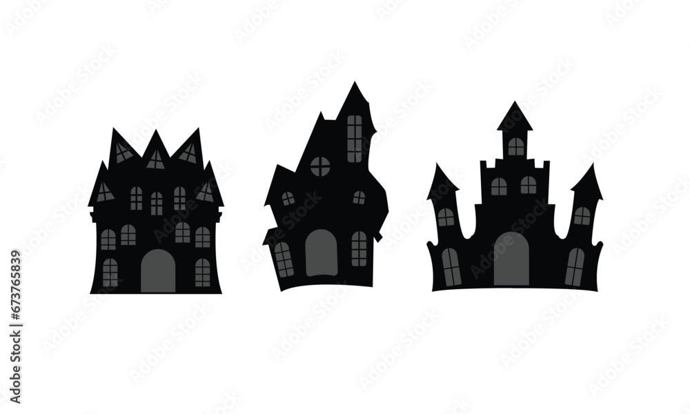 halloween houses  silhouettes