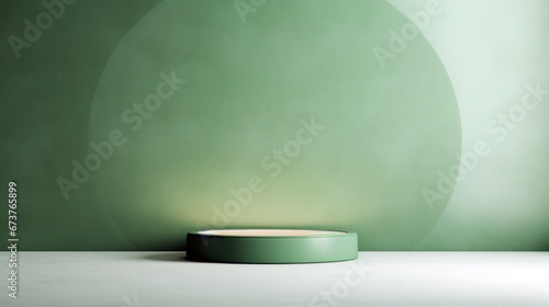 podium with soft green wall  product display backdrop