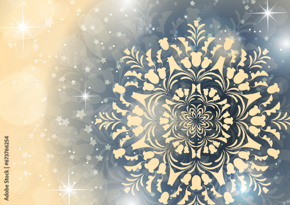 Abstract background with snowflakes and shining glare stars. Template, poster, postcards for holiday, New Year, Christmas. Vector Abstract background with snowflakes and shining glare stars. Template, poster, postcards for holiday, New Year, Christmas. Vector