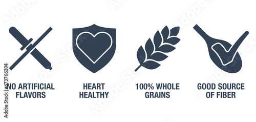 Icons set for breakfast cereals, in flat style