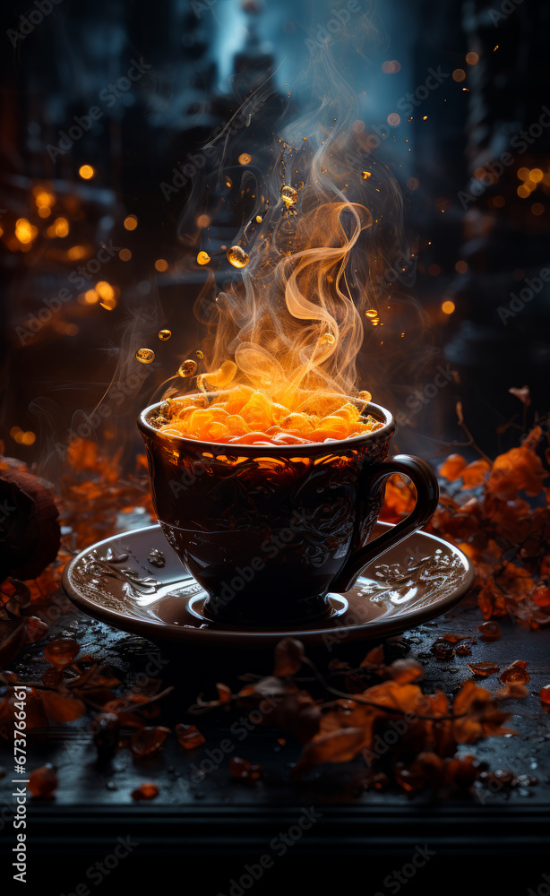 A Cup of Refreshing Beverage Resting on a Delicate Saucer A Cup of Refreshing Beverage Resting on a Delicate Saucer