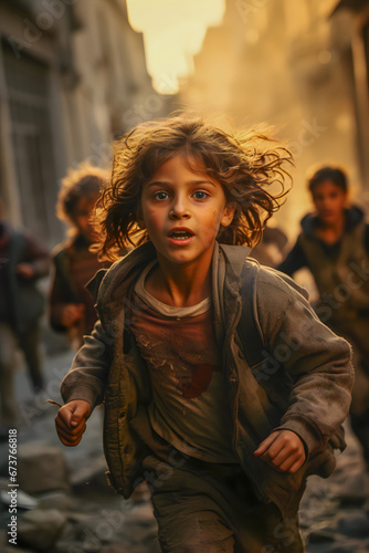 Children fleeing from war