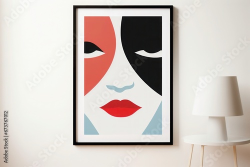 Womans face poster. Generative AI.