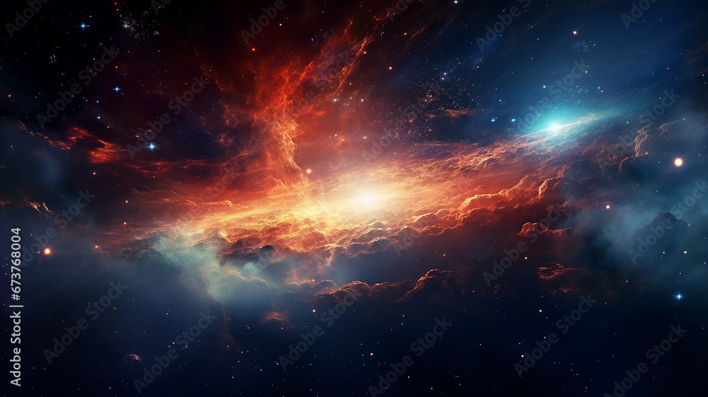 Bright galaxy in outer space