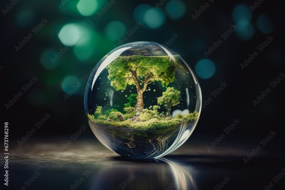 The concept of eternity and unlimited circular energy. Clean environment and ecology for green earth concept. Recycling and cleaning the planet.