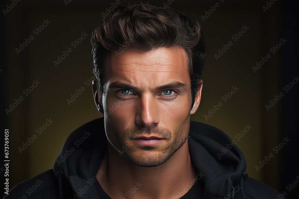 Obraz premium Handsome Brunette Man With Serious Expression