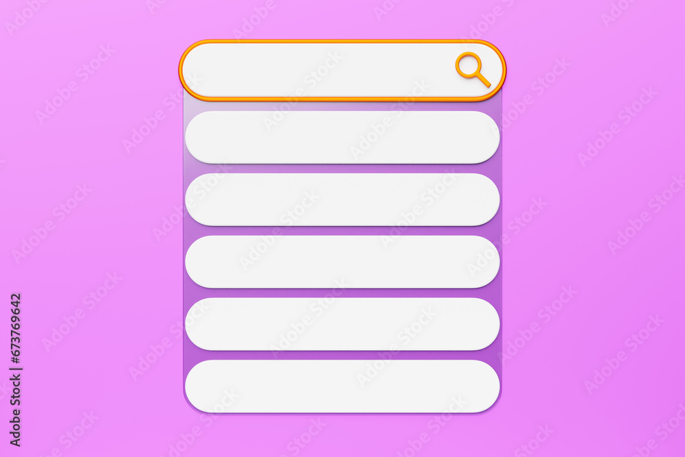 3D illustration, Search bar design element on a pink background. Search bar for website and user interface, mobile applications. 3D illustration, Search bar design element on a pink background. Search bar for website and user interface, mobile applications.