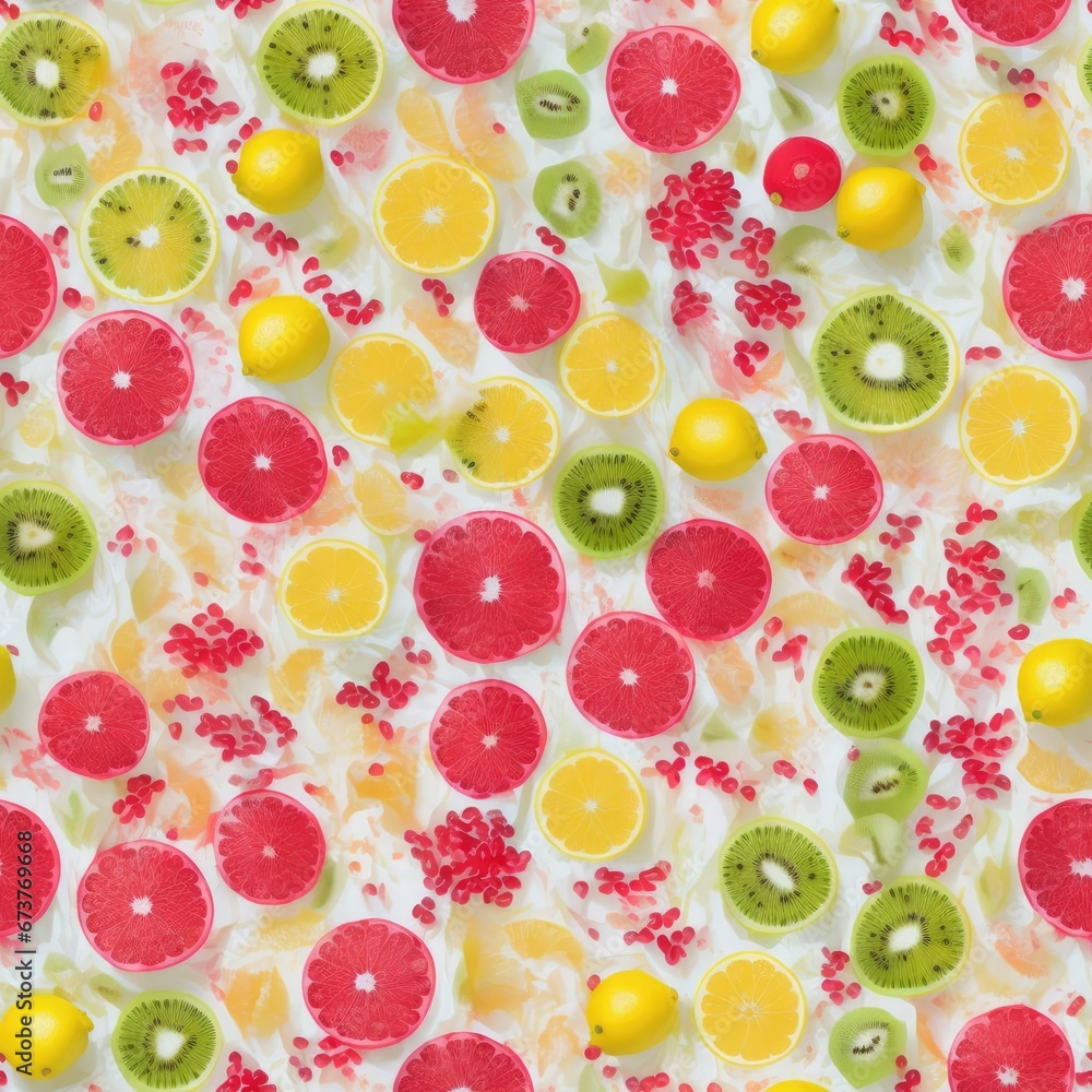 Seamless colored pattern, fruits. AI generated. Seamless colored pattern, fruits. AI generated.