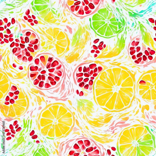 Seamless colored pattern, fruits. AI generated.