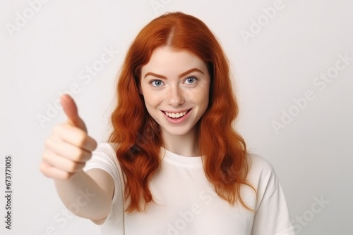 Wallpaper Mural Excited Young Ginger Teenager Girl Smiling And Pointing Index Finger Up At Copy Space Energetic Redhead Girl Expressing Amazement And Indicating Empty Area For Advertising Torontodigital.ca