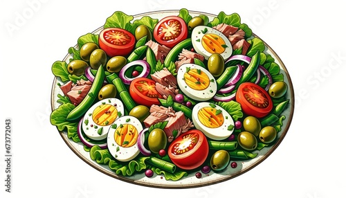 Salade Niçoise Illustration: A Classic French Riviera Dish