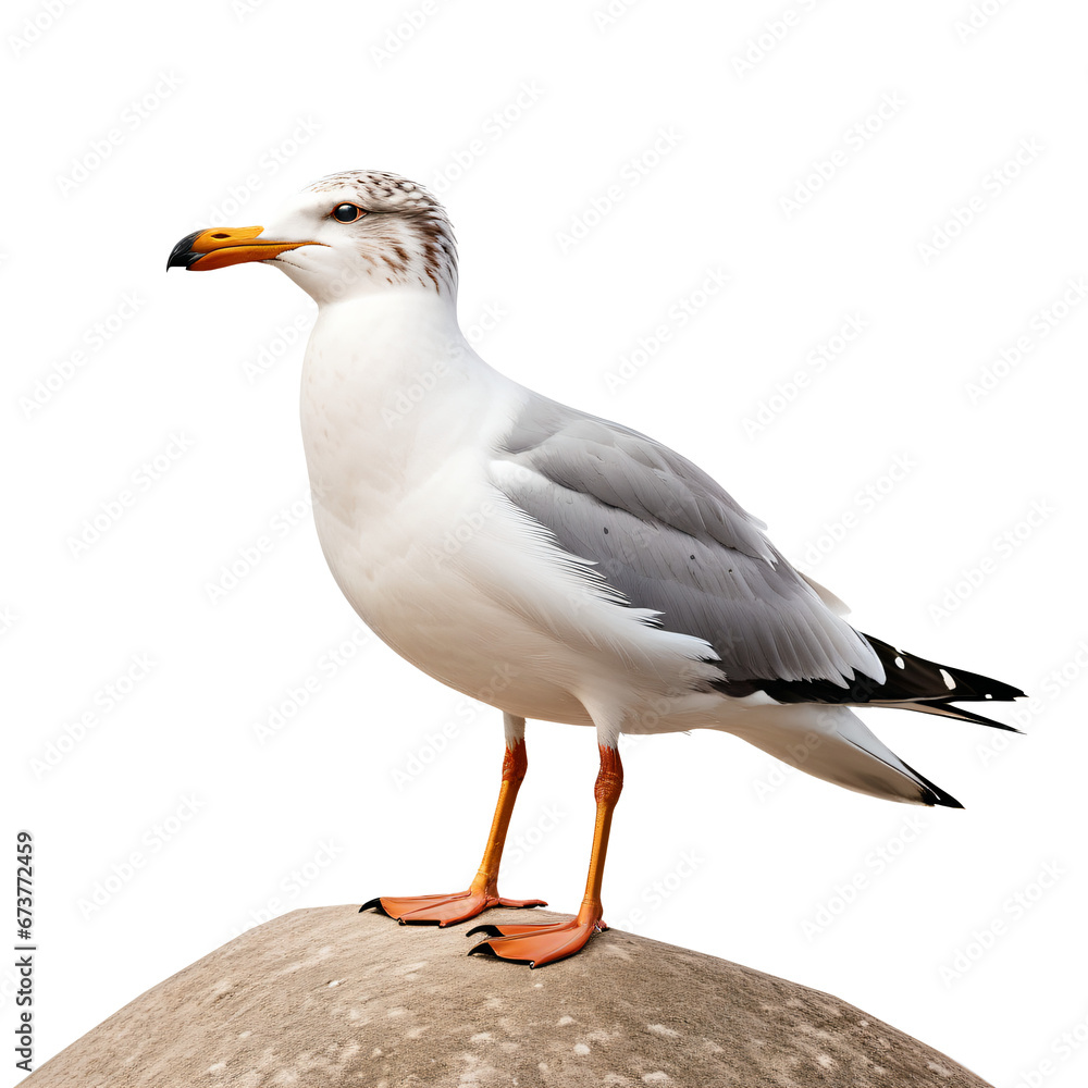 Sky’s Messenger: Seagull Isolated on White Background Sky’s Messenger: Seagull Isolated on White Background