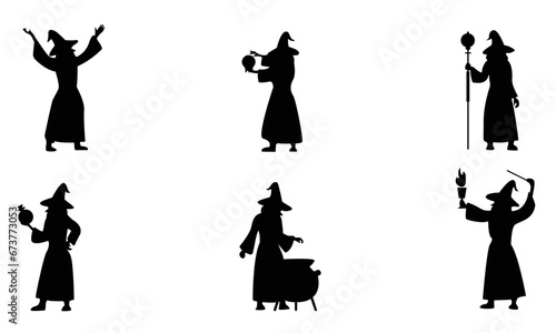 Wizard silhouettes set