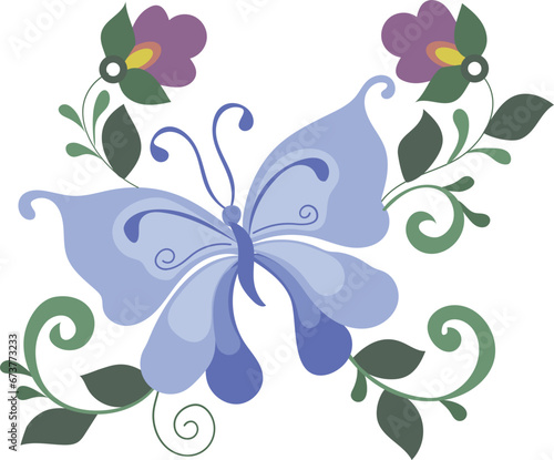 Butterfly in flower illustration