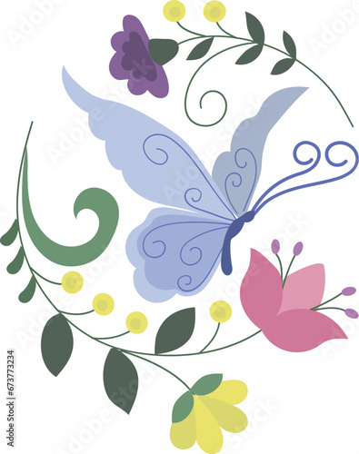 Butterfly in flower illustration