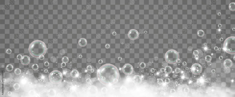 Air bubbles on a transparent background. Soap foam vector illustration.	

 - obrazy, fototapety, plakaty 