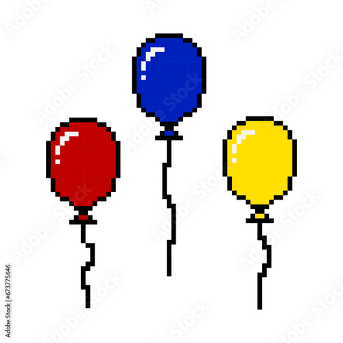 Air balloon pixel art, Pixel colorful balloon 8bit style