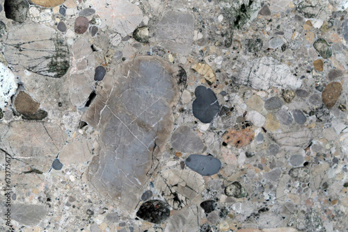 Kalkkonglomerat - calcareous conglomerate - cut and polished rock photo