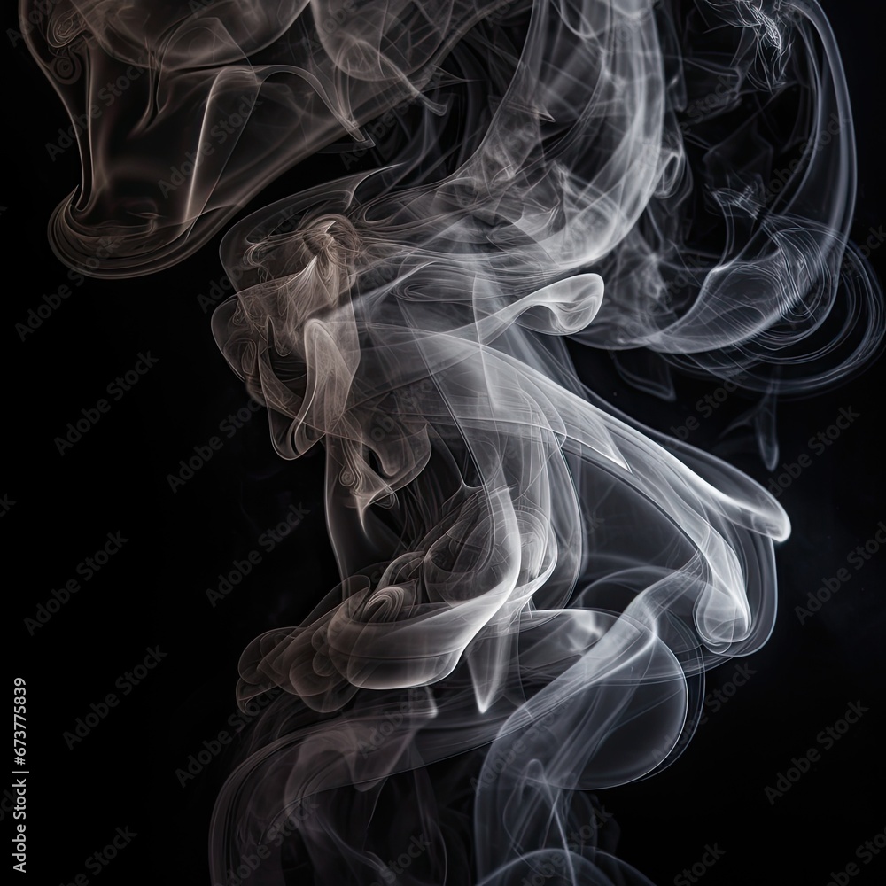 Somke with black background. Generative AI Technology Somke with black background. Generative AI Technology