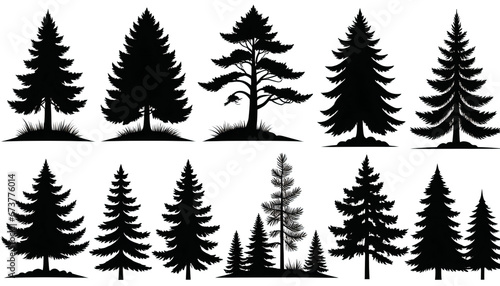 The Silhouette Collection  Forest Woods and Trees Vector Illustration  on transparent background png