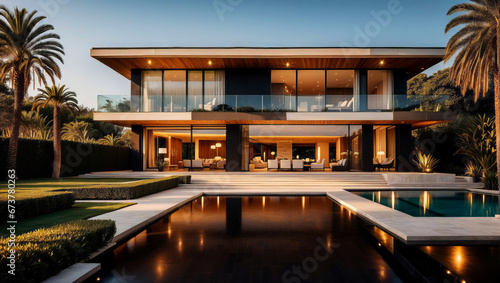 A dreamlike luxury villa in the golden hour. © AMERO MEDIA