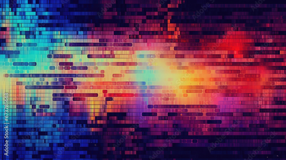 digital pixel glitch abstract error background overlay pattern. Broken CRT television or video game damage texture. Futuristic