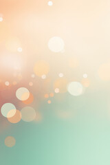 Abstract blur bokeh background. Blurred mint green, peach orange and white silver colors bokeh background