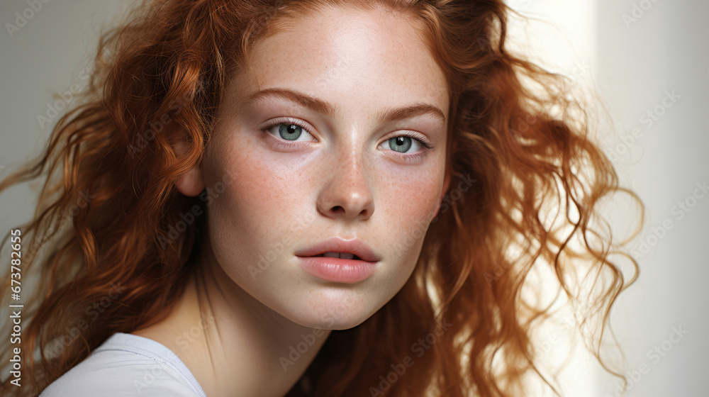 Close-up of attractive model. Make-up, smooth skin. Natural light. Fashion, editorial concept. Close-up of attractive model. Make-up, smooth skin. Natural light. Fashion, editorial concept.