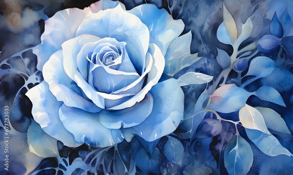 watercolor painting of a rose,Generative AI watercolor painting of a rose,Generative AI