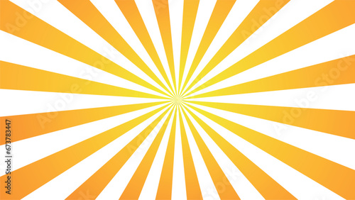 Vector illustration of vectorized sun rays with orange gradient on white background.