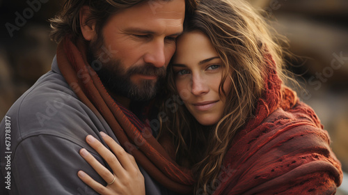 Hug of Forgiveness: Two people embracing as a gesture of forgiveness and reconciliation