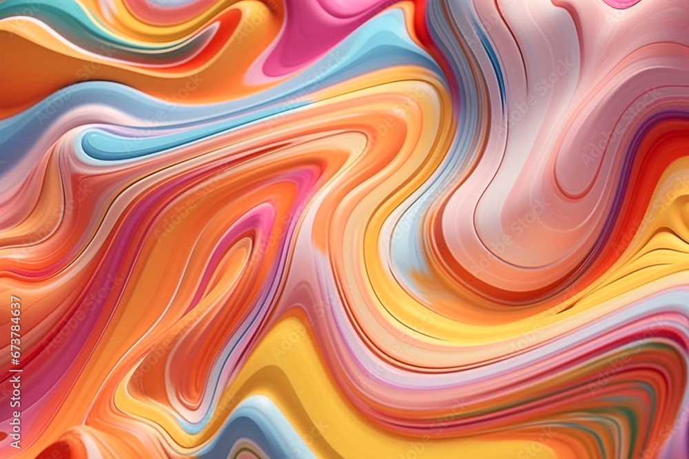 Elevate your screen with this 3D rendered wallpaper featuring a fluid rainbow wave texture that's both mesmerizing and vibrant.