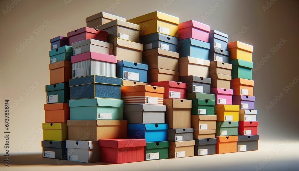 Fototapeta premium colorful shoebox wall evokes organized chaos