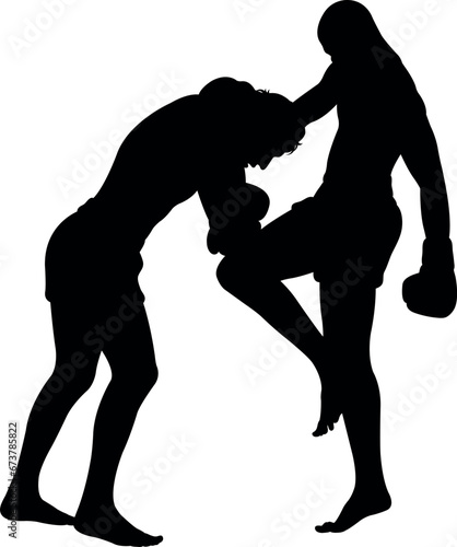 silhouette of a couple boxers