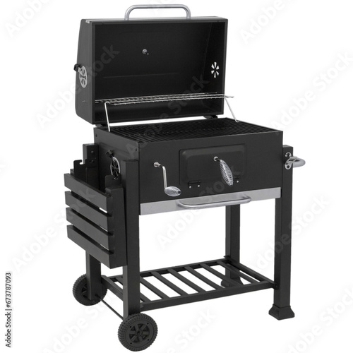 Outdoor charcoal barbecue bbq grill isolated on white background
