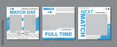 Sport social media post template , Football Match day , Full time , Next match Best player