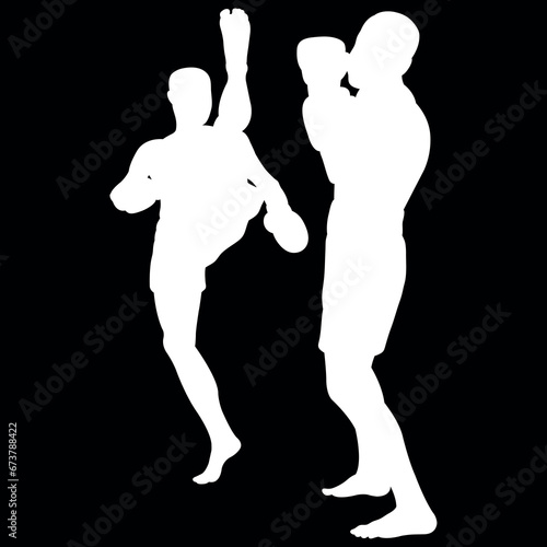 silhouette of a boxer kick attack