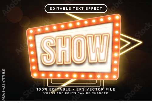 show 3d text effect and editable text effect whit light and neon border