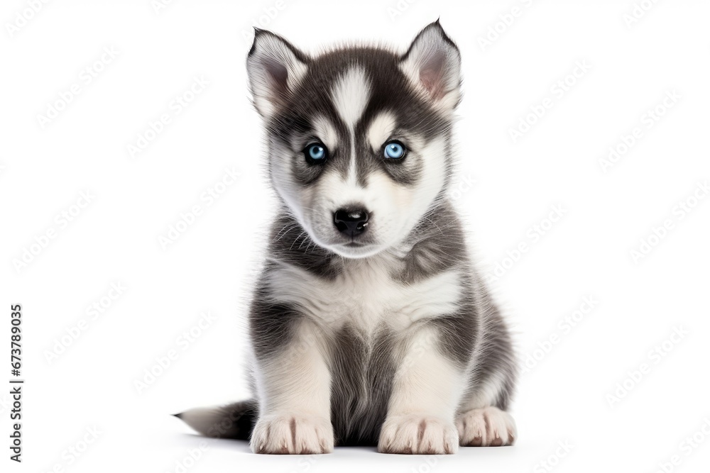 A Playful Puppy with Mesmerizing Blue Eyes