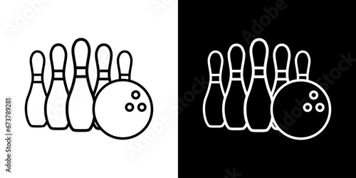 Modern illustration with black bowling. Vector icon of bowling equipment.