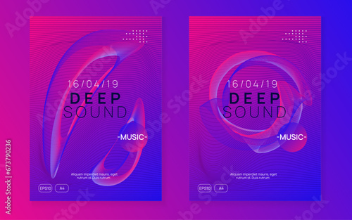 Neon club flyer. Electro dance music. Trance party dj. Electronic sound fest. Techno event poster.