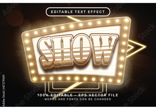 show 3d text effect and editable text effect whit light and neon border