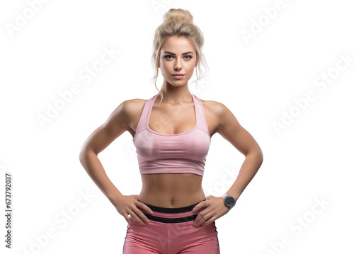 Positive pretty girl with an athletic figure, cut out