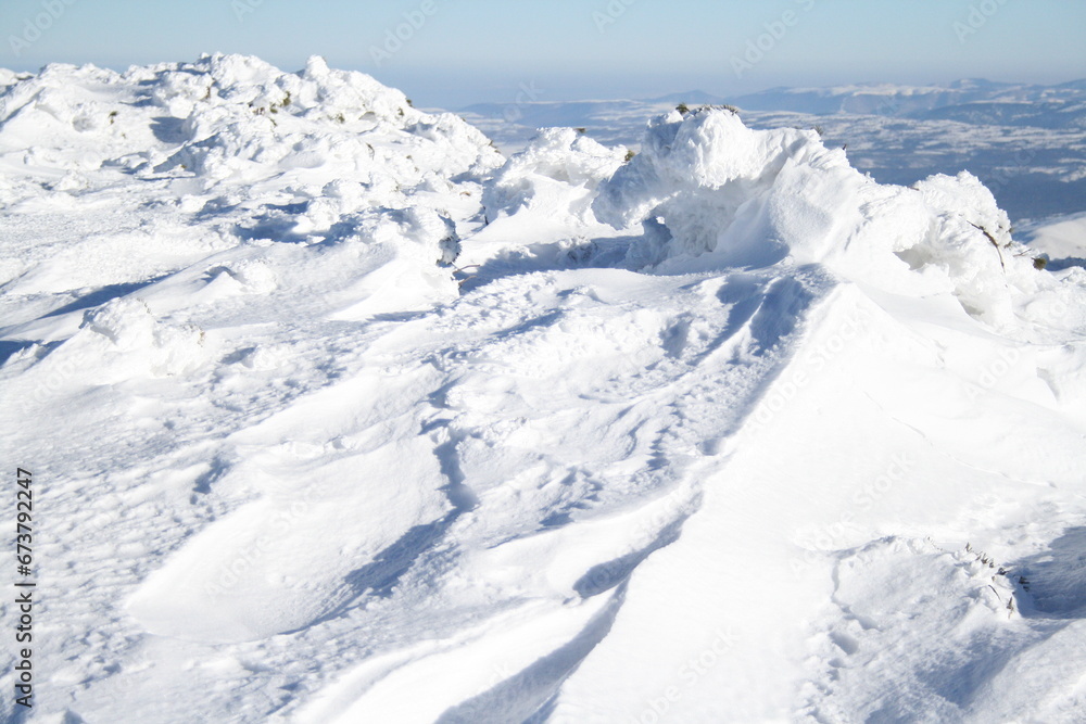 snowy landscape of Vladeasa Peak snowy landscape of Vladeasa Peak
