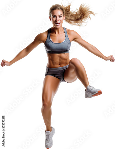 Positive pretty girl with an athletic figure, cut out © Yeti Studio