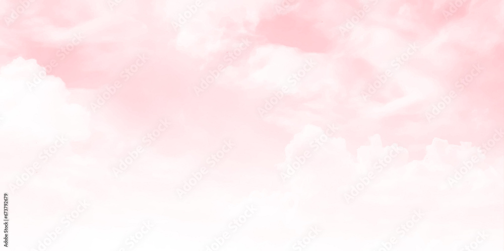 Pink sky and white cloud detail. Sugar cotton pink clouds for design. Summer heaven with colorful clearing sky. Good weather,beautiful nature, Fantasy pastel background.Copy space vector illustration.