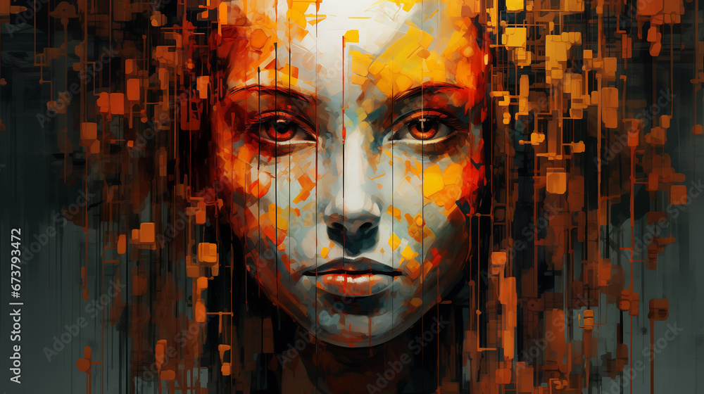 Spectrum of Thoughts: Abstract Female Portrait