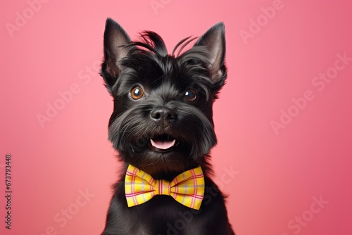 A Dapper Canine in a Stylish Yellow Bow Tie photo