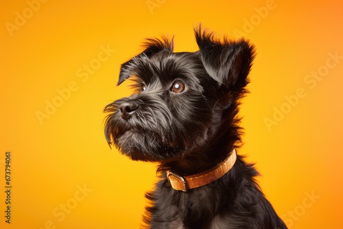 A Playful Pup in a Stylish Brown Collar